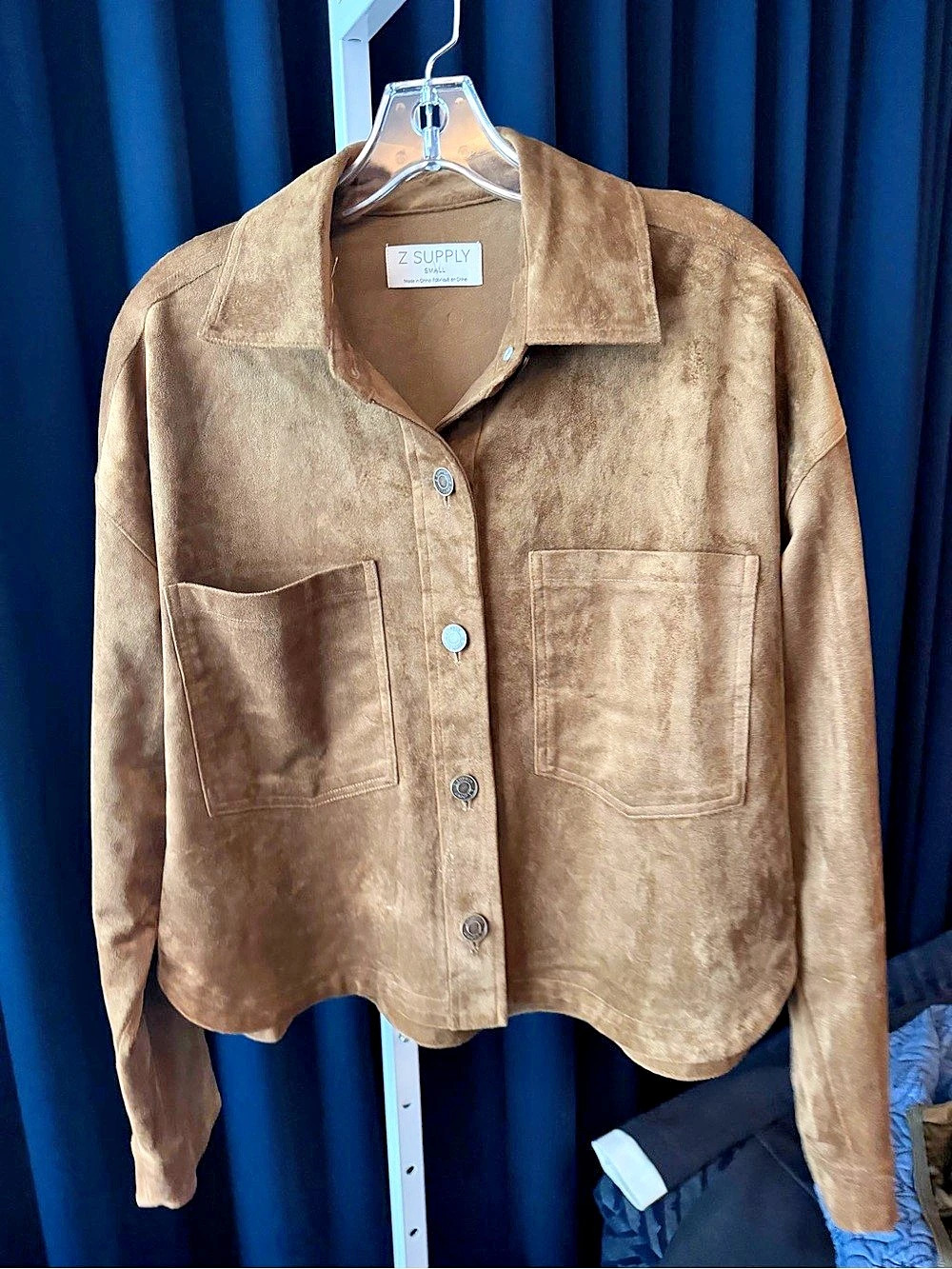 Z Supply All Day Cropped Suede Jacket Brown Small